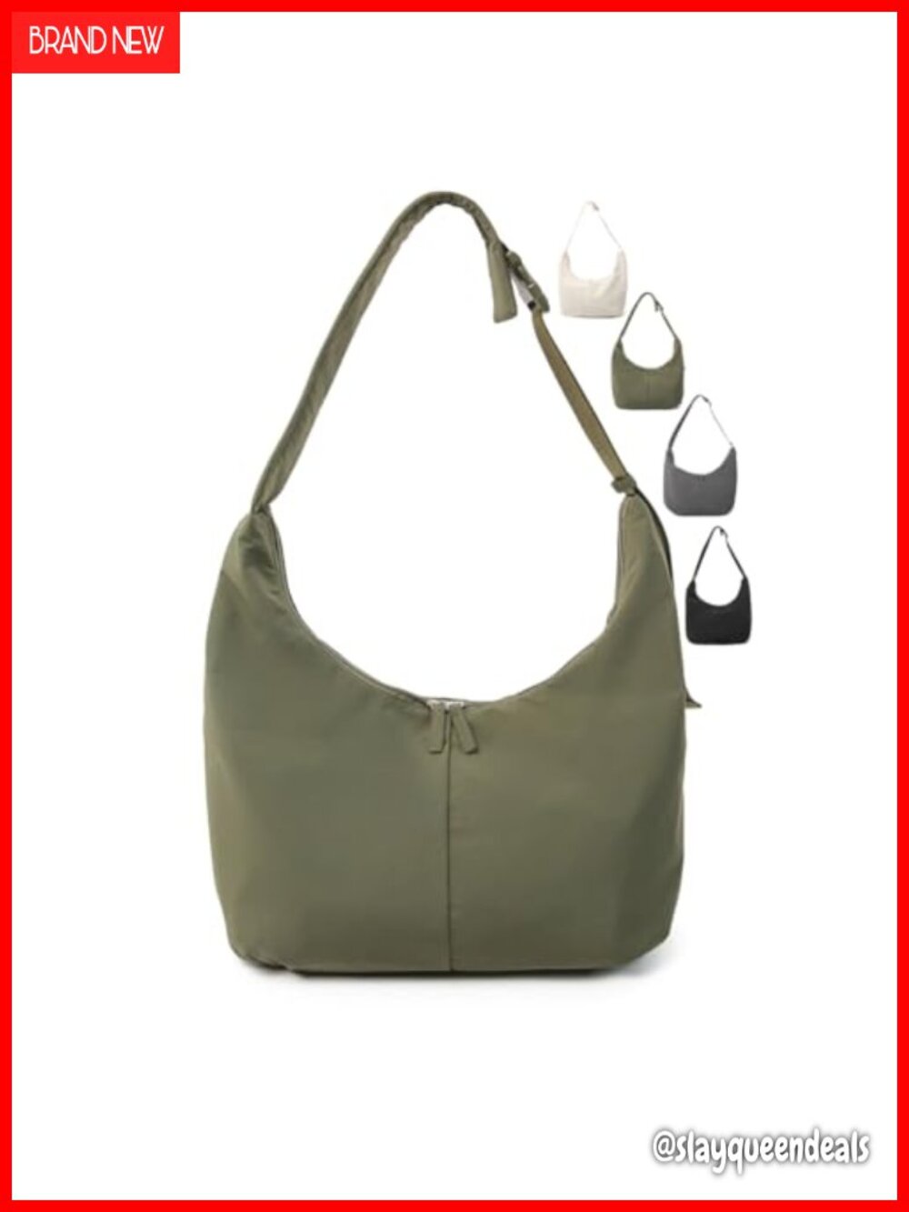 Crossbody Sling Bag Crescent Adjustable Strap Lightweight Two Zippers